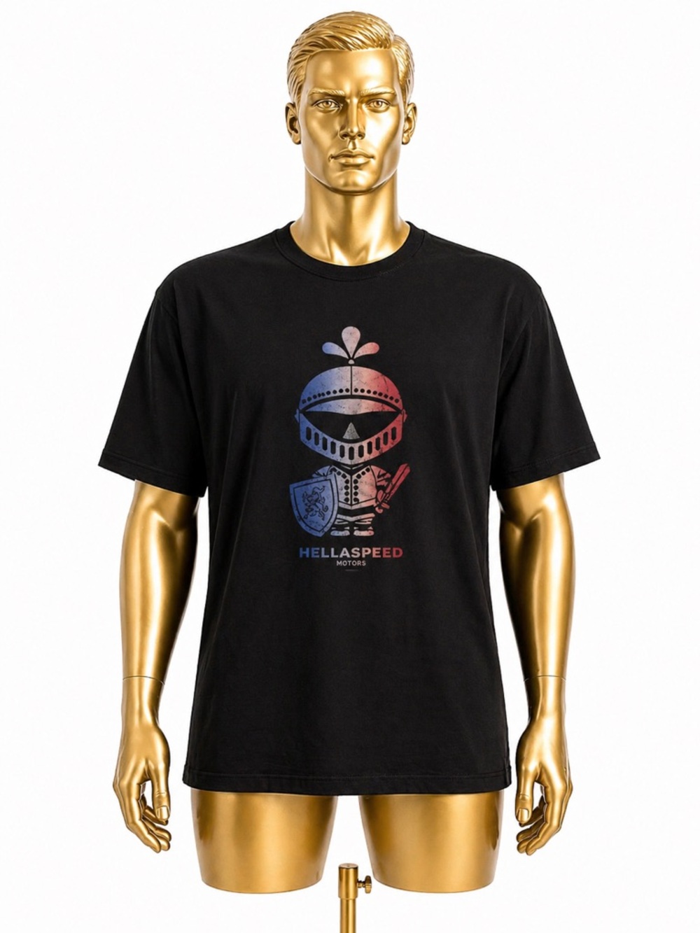 Karl Lagerfeld Black Tee with Red & Blue Knight Graphic
